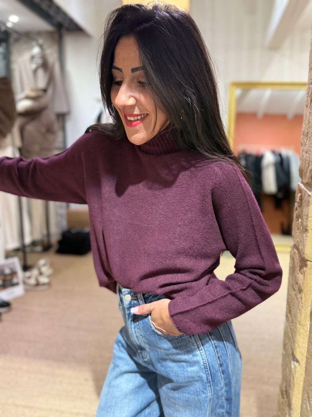 Pull Col Cheminé Surpiqure