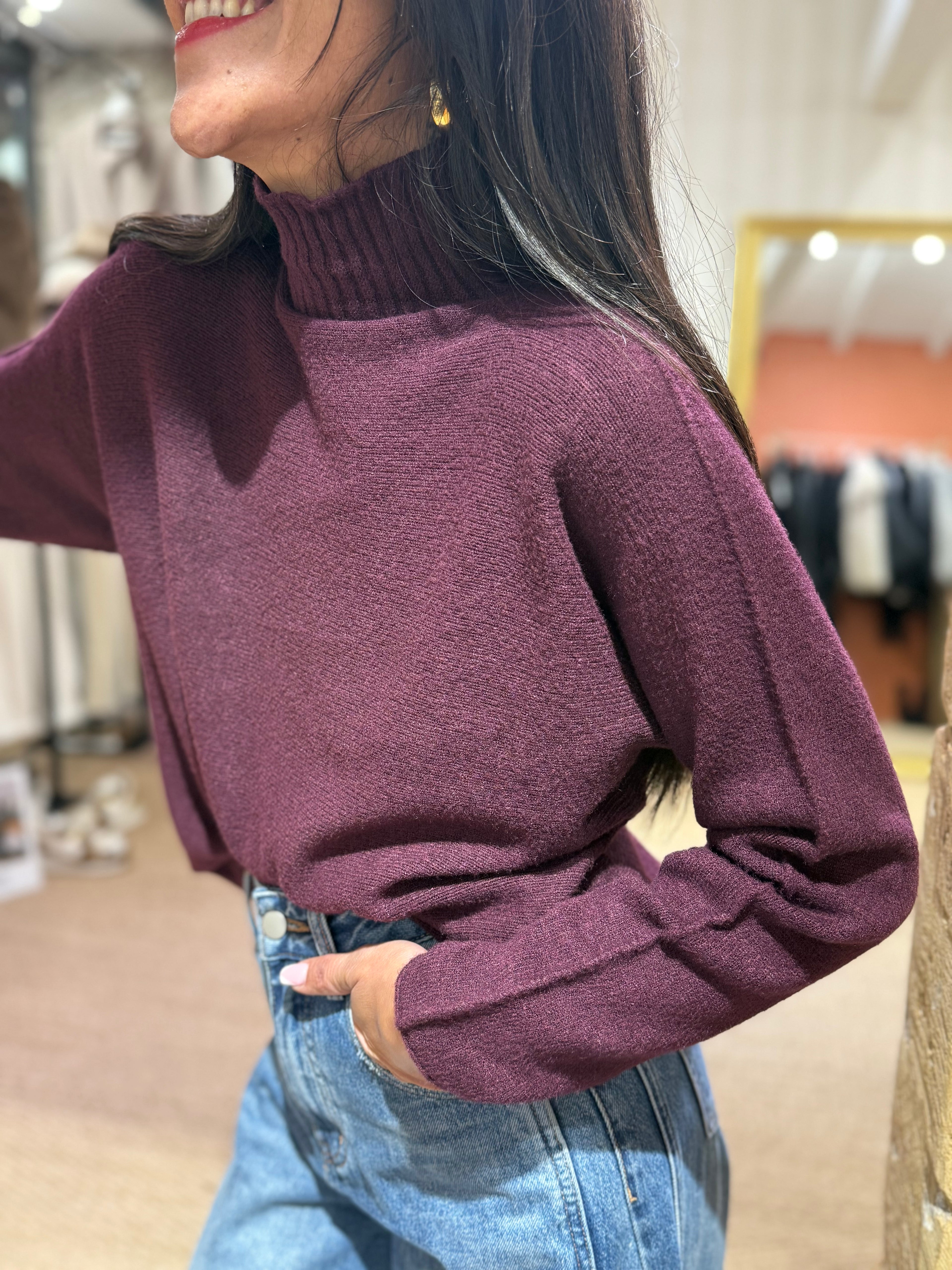 Pull Col Cheminé Surpiqure