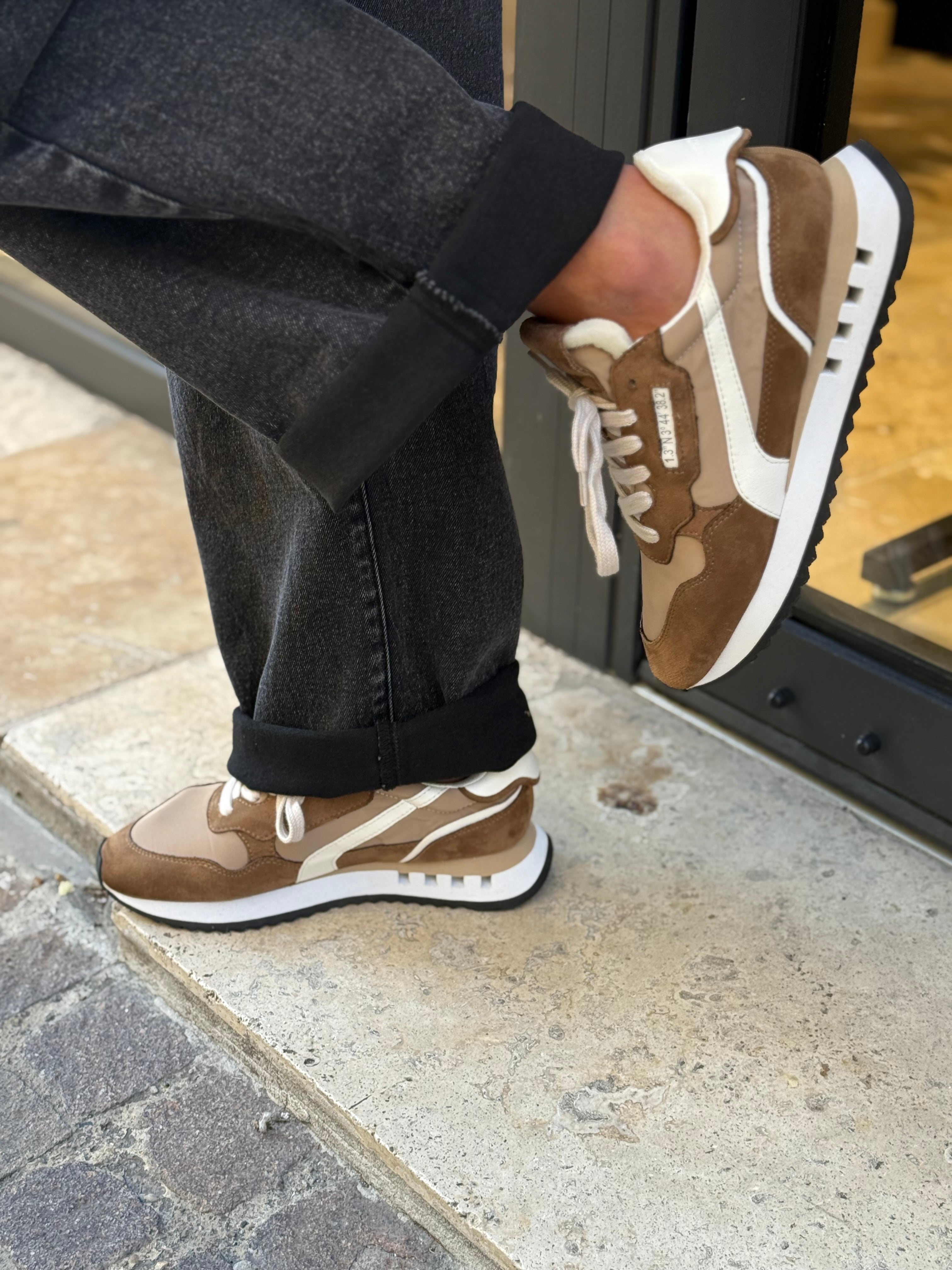 Baskets Lena camel en blanche