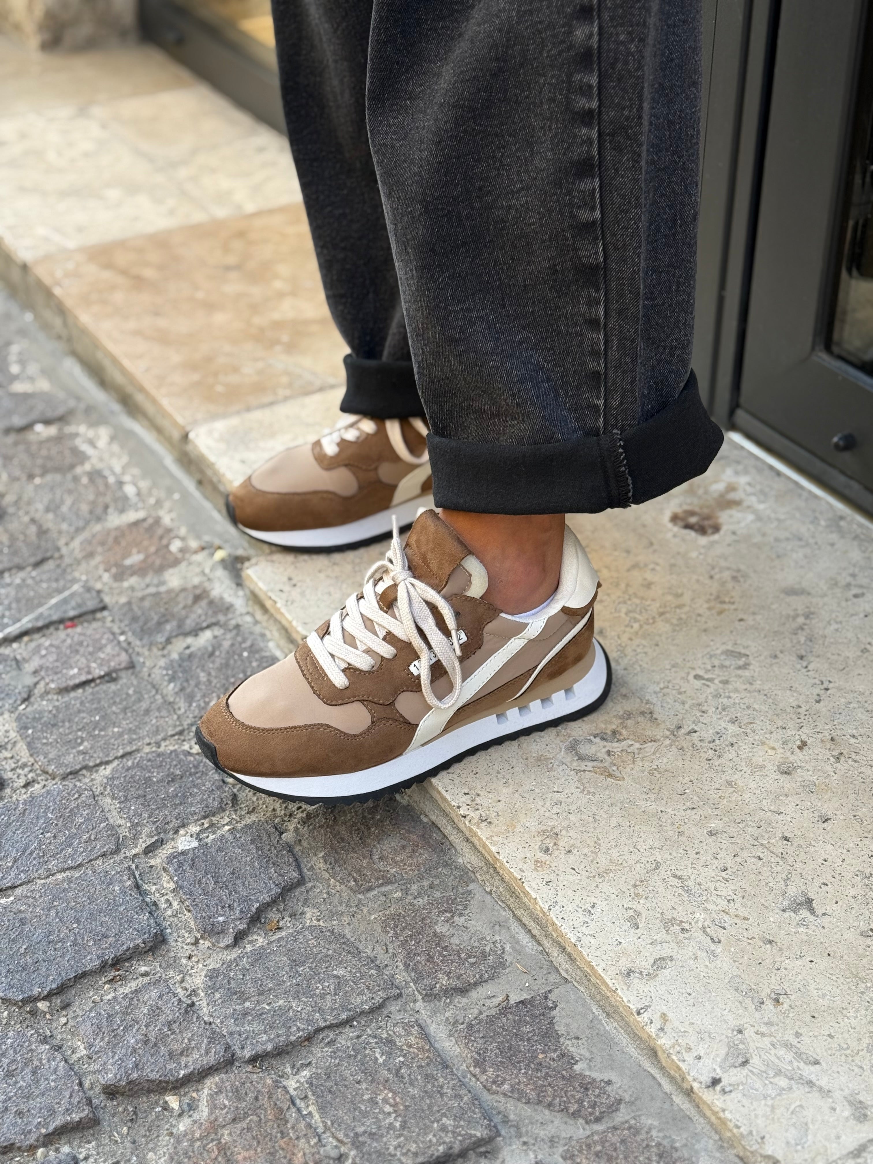 Baskets Lena camel en blanche